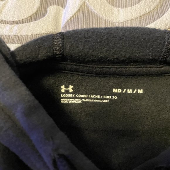Under Armour UA Women Size Medium Black White Sweatshirt Hooded Hoody Hoodie EUC - Picture 2 of 4